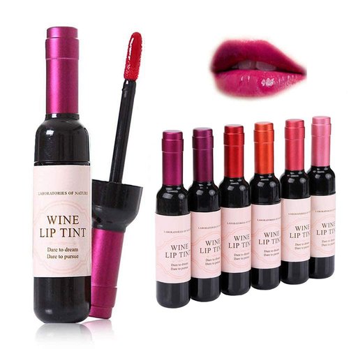 KlsyChry 6 Colors/Set Wine Lipstick Matte Long Lasting Waterproof Lip Tint Set Lip Gloss Lip Stain Wine Bottle Lipstick Liquid Lipgloss, Valentine's Day Gift Kit Ideas for Girlfriends, Women, Moms