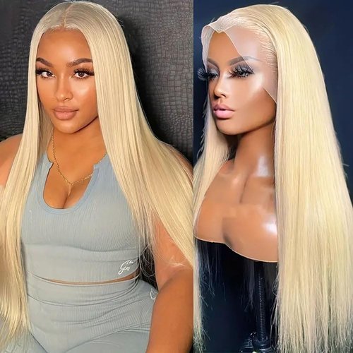 Oxeely 613 Lace Front Wigs Pre Plucked Glueless T Part Wig Long Straight Wig Natural Hairline Blonde Lace Frontal Wigs Synthetic Blonde Lace Front Wigs for Black Women 28 Inch