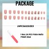 IMSOHOT Short Press on Nails Square French Faks Nails Nude Squoval False Nails Glossy Acrylic Nails Glue on Nails Glitter with Leaf Designs 24PCS