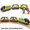 DSHMIXIA Battery Operated Train for Wooden Train Track Set Toys for 3 4 5 Year Old Boys Kids Action Locomotive Train Magnetic Connection (without Battery) (Yellow)