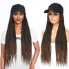 Yunkang Braided Baseball Cap Wig Box Braid with Hat Cap Wig with 24inch Long Synthetic Braiding Hair Attached for Women Ombre Color (B-T30)