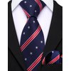 Barry.Wang America Flag Self Ties for Boys Adjustable Blue and Red Star Stripe Handkerchief Neckties Formal School Uniform