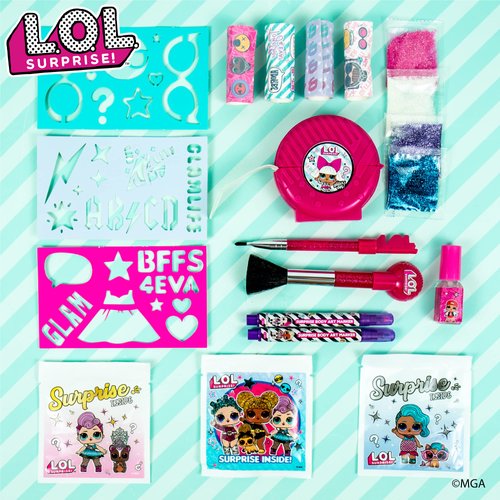L.O.L. Surprise! Tattoo Roll-Its by Horizon Group USA, LOL Surprise Tattoos for Kids, Unroll Over 1 ft. of Surprises, Includes Temporary Tattoos, Body Art Markers, Stencils, Glitter, Body Gems & More