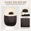 CHRSHN Hat Wigs for Women Baseball Cap With Hair Extensions Synthetic Short Straight Bob Hat with Hair Attached for Women Adjustable Hat Wig for Daily Use (6A)