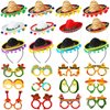 Syhood 24 Pcs Fiesta Party Supplies Cinco De Mayo Sombrero Headband Hats Eyeglasses for Mexican Theme Decoration Accessories(Classic Style)