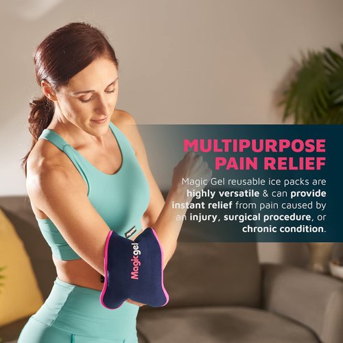 Magic Gel Ice Packs for Injuries Reusable (3 Pieces) | Flexible Wrap Around Gel Ice Pack Knees, Back, Shoulders, Arms and Legs (11" x 5.5") | Hot and Cold Compress Cold Packs for Injuries