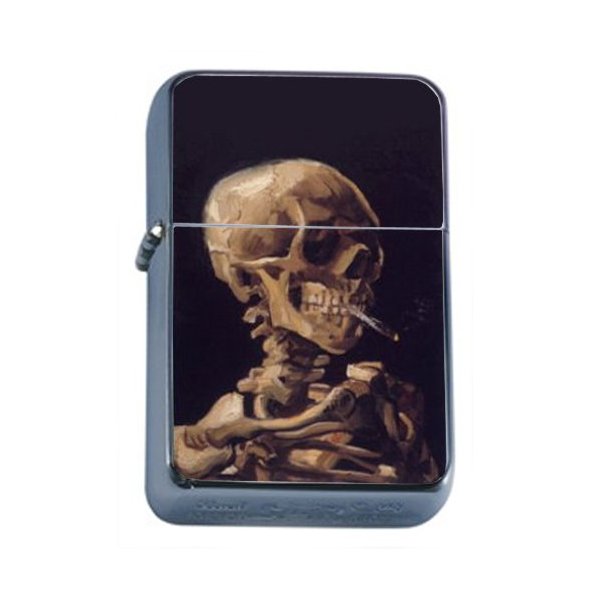 Vincent Skull Smoking Windproof Refillable Flip Top Oil Lighter with Tin Gift Box D-179