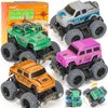 SevenQ Monster Truck Toys for Boys, 4 Pcs Toy Cars Flip Stunt Car, Pull Back Race Cars Party Favors Friction Powered Cars Retro Toddler Toys Vehicles Goodie Bag Stuffers Birthday