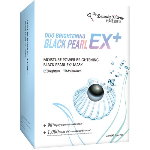My Beauty Diary Moisture Power Brightening Black Pearl EX+ Facial Face Mask(6 Sheets) - New English Version