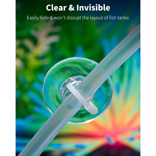 Pawfly 10 Pack Suction Cups with 20 Pieces Adjustable Zip Ties for Aquarium Fish Tank Binding Moss Shrimp Dodging Nest