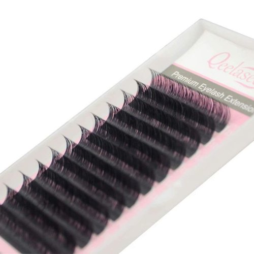 Qeelasee Faux Mink Silk Eyelash Extensions 0.03mm CC Curl 10mm Mixed Length Semi-Permanent Individual Lashes Extension Professional Salon Use
