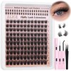 Fluffy Lash Extensions Kit 6-18mm Wispy Volume Lash Clusters Kit Cluster Eyelash Extension Kit 160pcs CD Curl Individual Lashes Kit with Bottom Lashes Lash Glue Self Application at Home by ALICE