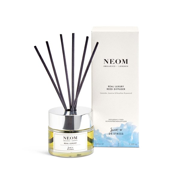 NEOM Real Luxury Reed Diffuser, 3,38fl oz | Lavender, Rosewood & Jasmine Essential Oil Blends | 100% Natural Fragrance | Relaxing Scent |