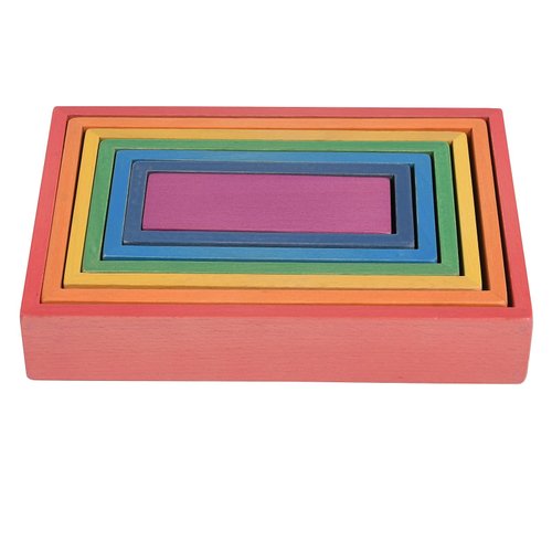TickiT - 73414 Wooden Rainbow Architect Rectangles - Nesting Puzzle - Stacking Blocks for Ages 12M+