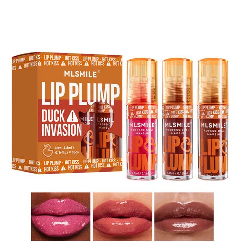 3 Colors Duck lip Plump High Pigment,Fat Lip Oil Lip Glaze,Hydrating Lip Oil,Plumping Lip Gloss,Shiny Transparent Lip Gloss Plumping,Nourishing & Non-sticky Long Lasting Fresh Clear Smooth (SET B)