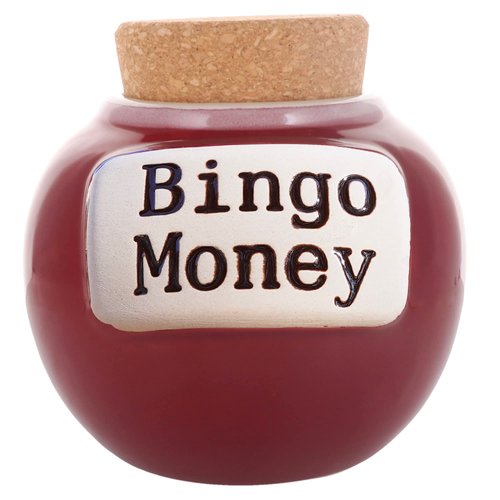 White Elephant Gifts for Adults, for Women, Men, Red Ceramic Bingo Money Jar Piggy Bank, Kitchen Home Decor, Funny Coin Jar, Mom Grandma Dad Boyfriend Gift
