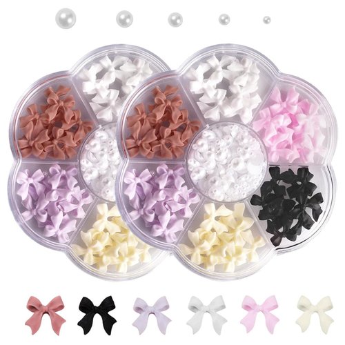 2 Pack Colorful Bow-Knot Nail Stud Rhinestones Crystal, 3D Bow-Knot Colorful Nail Charms Set for Nail Stones Design DIY Decoration Jewel Stones Nail Art Rhinestones