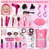 Hair Salon Toys for Girls, 36PCS Kids Pretend Play Makeup Sets, Dress Up Beauty Hair Stylist Toy Kit with Barber Apron, Hair Dryer, Curling Iron, Mirror, Scissors and Styling Accessories