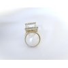 Generic Small mini lite gold metal hair claw clip with faux pearls and crystals