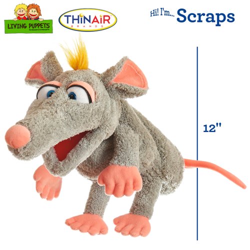 Living Puppets 12-Inch Grey Mouse Hand Puppet - Fine European Design, Ultra-Soft and Cuddly, Promotes Child Development, Safety Certified, Teacher-Recommended for Boys and Girls