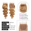 4X4 Honey Blonde Closure Pre Plucked Closure Hd Transparent Lace Free Part Lace Front Closure With Baby Hair Brazilian Virgin Hair Body Wave Lace Closure 14 Inch Next Day Delivery 27# Closure