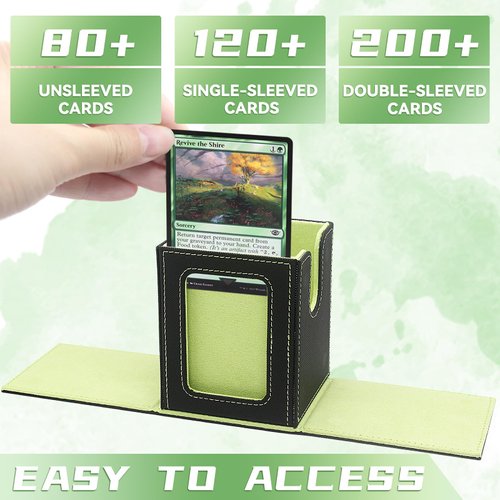 RADWIMPS Deck Box For MTG Commander Deck, Fits 100+ Cards, Magnetic Card Box Organizer With 2 Dividers & Window Display, Perfect for Magic Commander TCG, CCG Cards (Black&Green)