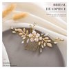 Jeairts Leaf Bride Wedding Hair Comb Flower Wedding Headpiece for Brides Rhinestone Bridal Hair Pieces Crystal Hair Accessories for Women and Girls (Gold)