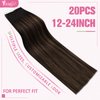 YoungSee Tape in Human Hair Extensions Brown Balayage Tape in Extensions Human Hair Dark Brown Balayage Invisible Tape in Hair Extensions Human Hair Ombre 20 Inch 20pcs 50g Tape in Hair Durable
