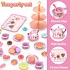 Lajeje Tea Set for Little Girls, Birthday Gift for Age 3 4 5 6 Year Old, Toddler Toys Tea Party Set for Little Girls, Princess Kids Kitchen Pretend Toy with Tin Tea Set, Desserts & Carrying Case