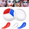 Red White Blue Face Paint DE'LANCI, Waterproof Halloween Blue Red White Face Makeup Special Effects Kit, Blue Athena Face Body Paint Professional, Joker Clown Corpse Bride Face Body Paint for Skin