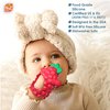 RaZbaby RaZberry Grip Silicone Teether Toy for 3M+ | Drop Resistant Hand Held Teether for Babies and Infants - Designed by Nature with Our Patented BerryBumps Multitextured Design | 3M+, Pink