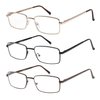 Success Eyewear Reading Glasses Set of 3 Metal Full Rim Glasses for reading for Men and Women -+3.5