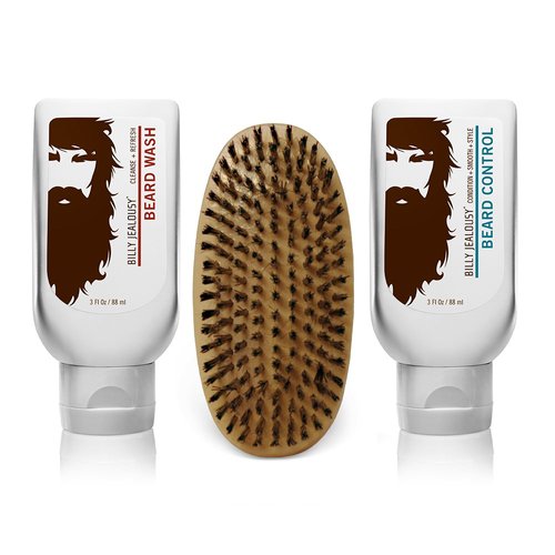 Billy Jealousy Original Beard Envy Facial Hair Refining Kit - with Beard Wash Beard Control and Boar Bristle Brush for Clean, Hydrated, Soft, Tamed Unruly Mane