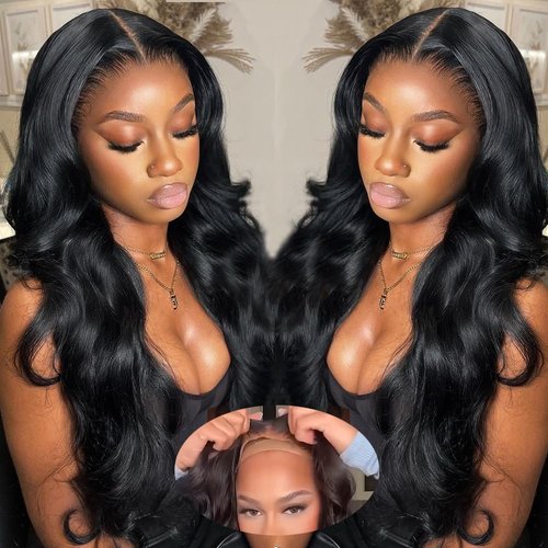 K KF BEAUTY U 6x4 HD Lace Wear and Go Glueless Wigs Human Hair Pre Plucked Pre Cut Body Wave Lace Front Wigs Human Hair With Elastic Band Breathable Cap Friendly to Beginners 180% Denisty 26inch