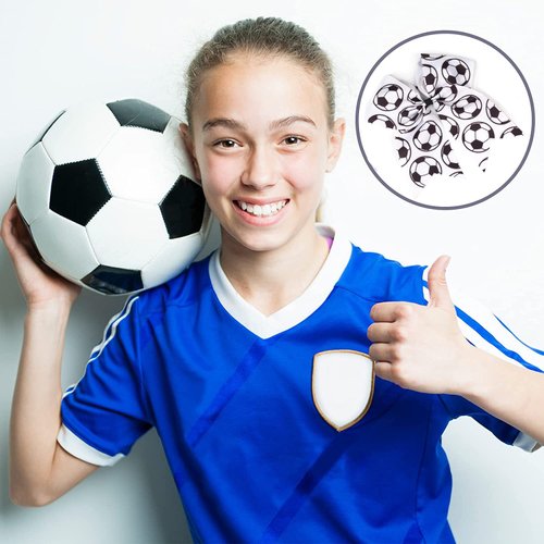 10Pcs Cheer Bows Hair Bow Ponytail Holder Elastic Band for Cheerleading Cheerleader Sports Team Activities (Soccer)
