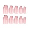 Coffin Press on Nails Short Gold French Tip Fake Nails Press ons Light Pink Full Cover Glue on Nails Glitter Sequins Designs False Nails Glossy Artificial Acrylic Nails for Girls 24Pcs
