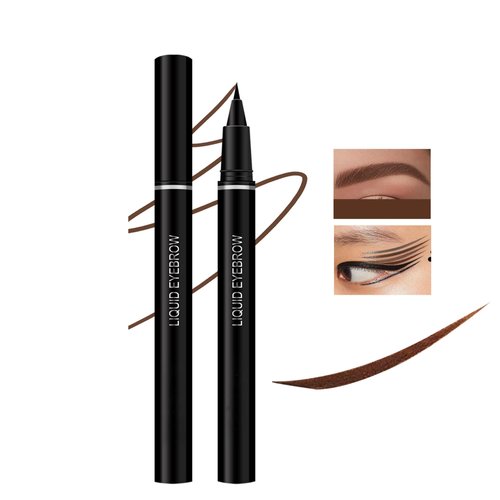 Easilydays Ultra-Fine Liquid Eyeliner & Eyebrow Pencil, 2 In 1high-Pigmented Multifunctional Wild Water Eyebrow Pencil, Felt-Tip Quick Drying Waterproof Eye Liner Pen Women Perfect Eye Makeup (04)