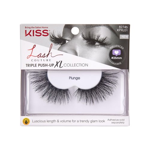 KISS Lash Couture Triple Push-up False Eyelashes, XL Collection 01', Includes, Contact Lens Friendly, Easy to Apply, Reusable Strip Lashes