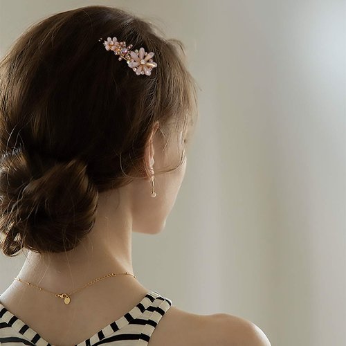 3PCS Rhinestone Bling Flower Small Mini Barrette Decorative Hair Clips Accessories for Thin Hair Women