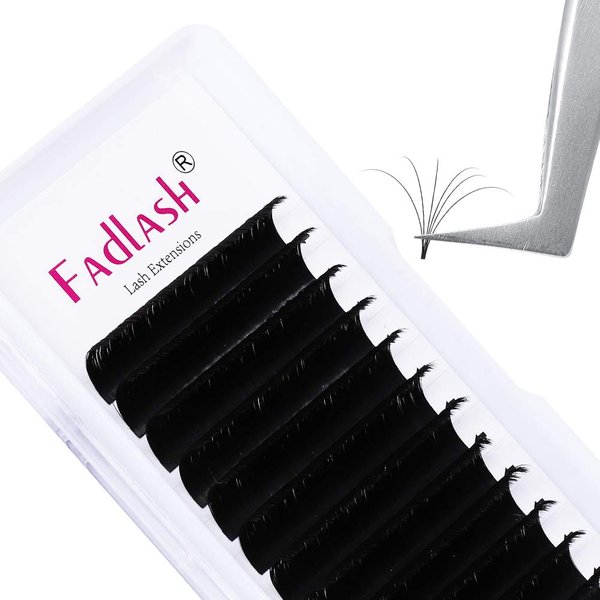 Mega Volume Lash Extensions 0.03mm Self Fanning Lashes D Curl 19mm Easy Fan Lash Extensions 5D 7D 10D Automatic Blooming Eyelashes (0.03-D, 19mm)