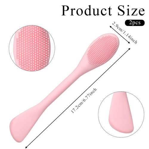 Qianyu 2 PCS Silicone Face Mask Brush Applicator 2 in 1 Soft Bristle Face Scrubber Beauty Tool Portable Facial Cleansing Brush Applicator for Mud Clay Charcoal Mixed Mask DIY Modeling Mask Body Lotion