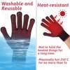 Ptwola 2 Pcs Heat Resistant Gloves with Non-Slip Silicone Bumps Professional Heat Blocking Fireproof Sublimation Gloves Mitts for Curling Wand Hot-Air Brushes Hair Styling Flat Iron