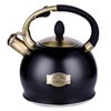 SUSTEAS Stove Top Whistling Tea Kettle-Surgical Stainless Steel Teakettle Teapot with Cool Touch Ergonomic Handle,1 Free Silicone Pinch Mitt Included,2.64 Quart(BLACK)