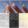 Letter Nail Art Stickers Number Nail Decals Nail Art Supplies Old English Alphabet Nail Sticker Designs Holographic English Font Letters Stickers for Acrylic Nails Decorations (8 Sheets)