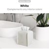 Carrotez Tissue Box Cover, Refined Modern PU Leather Square Holder - Decorative Holder/Organizer for Bathroom Vanity Countertop, Night Stands, Office Desk & Car 5"X5"X5" White