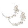 Pokinge 2pcs Silver Rhinestone Faux Pearl Flower Wedding Headband, Crystal Bridal Headband Hair Band Tiara Accessories for Wedding Party