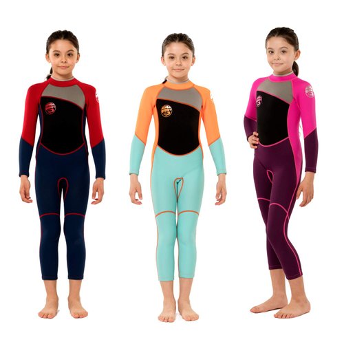 Kids Wetsuit for Girls Toddlers by Scubadonkey | Wetsuit for Kids in 2.5mm Neoprene UPF 50+ | Meets CPSC Safety Requirements (Red/Blue, 8)