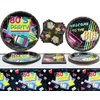 Hegbolke 80s Party Supplies - 61 Pcs 80s Plates Napkins Tablecloth Set, for Back to the 80s Party Decorations, 80s Theme Birthday Party Supplies - Serves 20