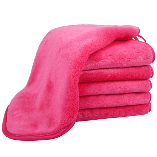 VIVOTE Microfiber Face Cloths Reusable Makeup Remover Cloth Ultra Soft Washcloths for Women 12Inch X 12Inch (6 pack, Dark pink)