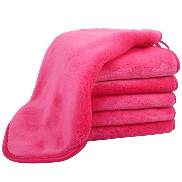 VIVOTE Microfiber Face Cloths Reusable Makeup Remover Cloth Ultra Soft Washcloths for Women 12Inch X 12Inch (6 pack, Dark pink)